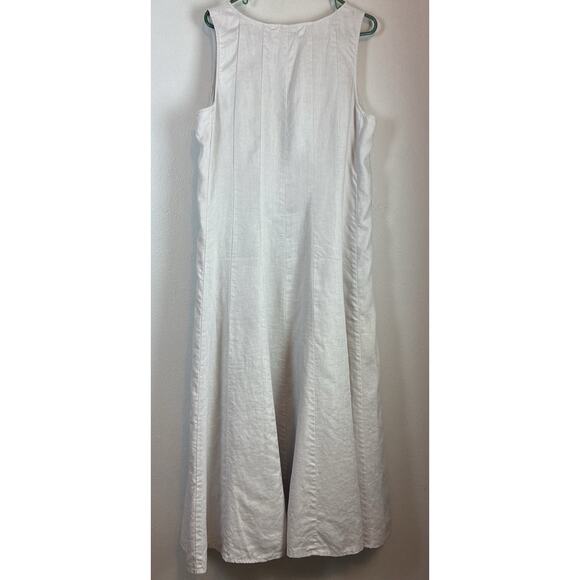 J Jill 100% Lt Gray Linen Sz XL Slvs Maxi Shift Dress Lagen Look Capsule - Picture 3 of 10